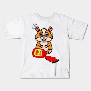 Funny hamster spilled tomato ketchup Kids T-Shirt